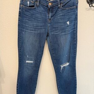 J. Crew Dark Blue Distressed Skinny Jeans